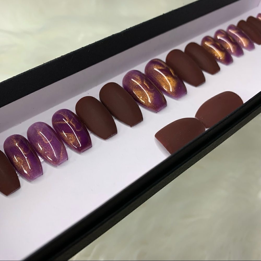 Brown Sugar Custom Press On Nails | High Quality Nails | Handmade - Picture 2 of 13